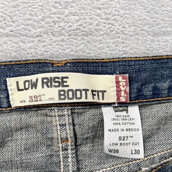 VTG Levi's 527 Jeans Men 36x30 Low Rise Boot Fit Blue Denim 100% Cotton Bootcut - Picture 3 of 10